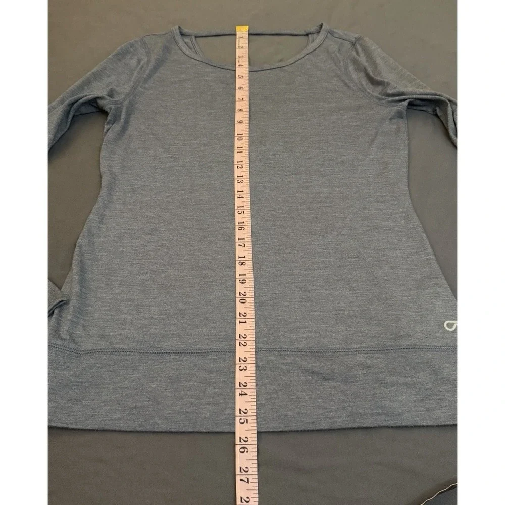Gap Fit Long Sleeve Shirt Womens Size Small Blue Open Back Activewear Fitted Top